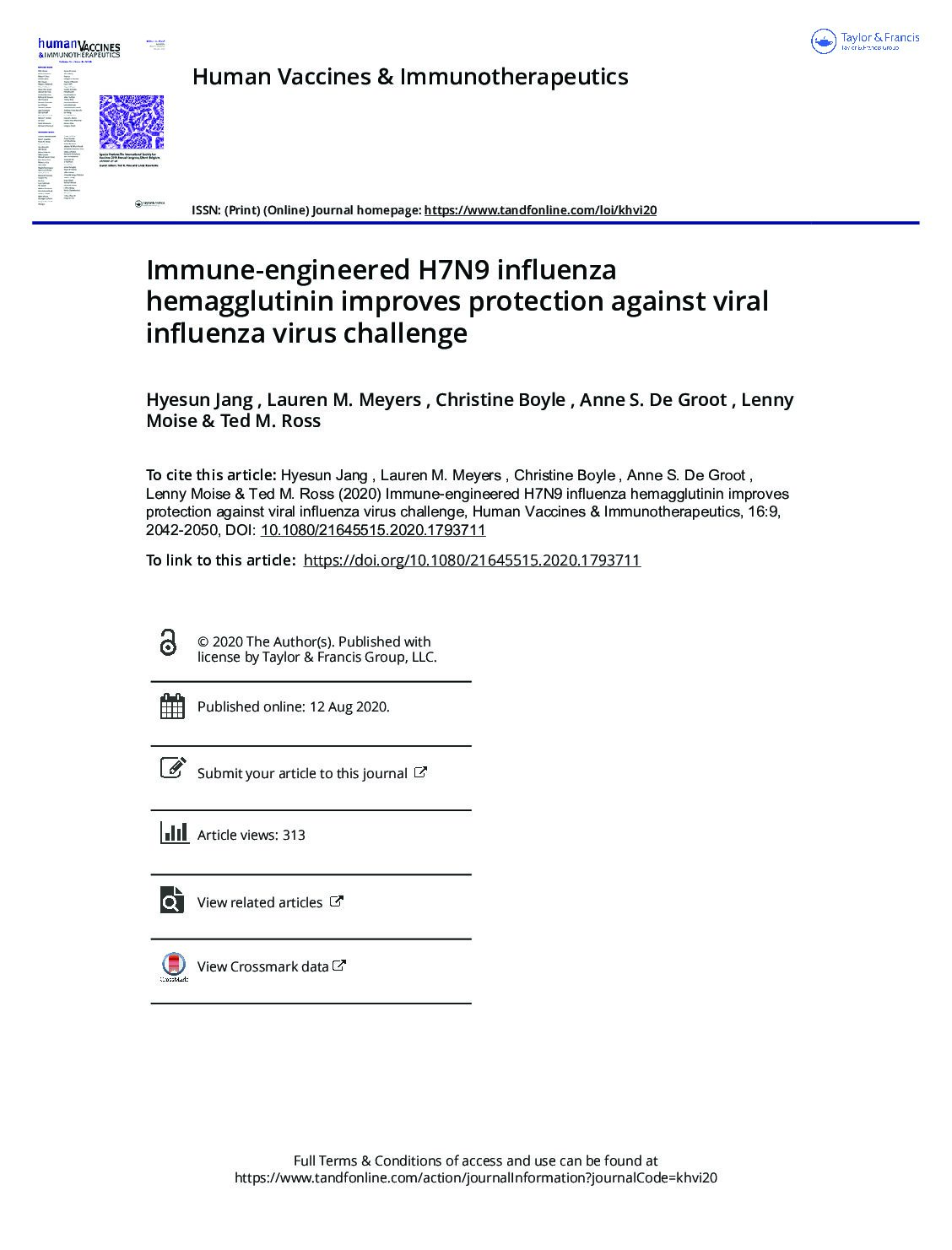 Immune-engineered H7N9 influenza hemagglutinin improves protection against viral influenza virus challenge