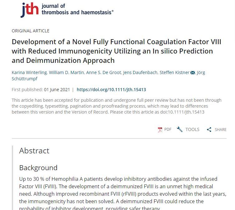Development of a Novel Fully Functional Coagulation Factor VIII with Reduced Immunogenicity Utilizing an In silico Prediction and Deimmunization Approach