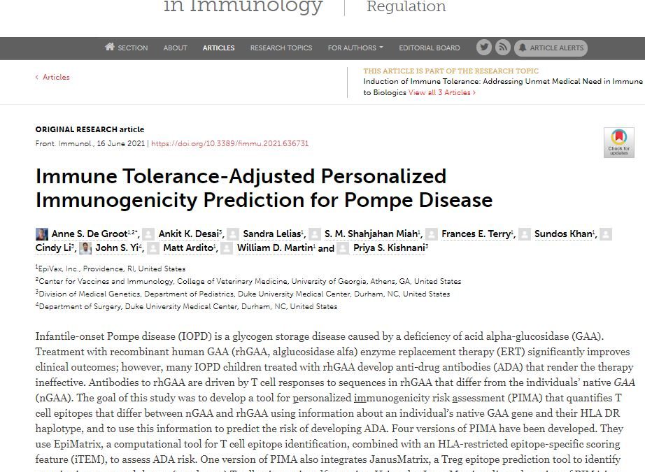Immune Tolerance-Adjusted Personalized Immunogenicity Prediction for Pompe Disease