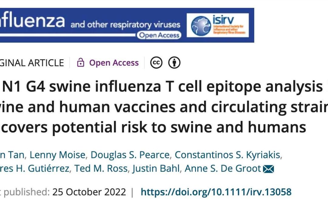 H1N1 G4 swine influenza T cell epitope analysis in swine and human vaccines and circulating strains uncovers potential risk to swine and humans