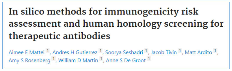 In silico methods for immunogenicity risk assessment and human homology screening for therapeutic antibodies