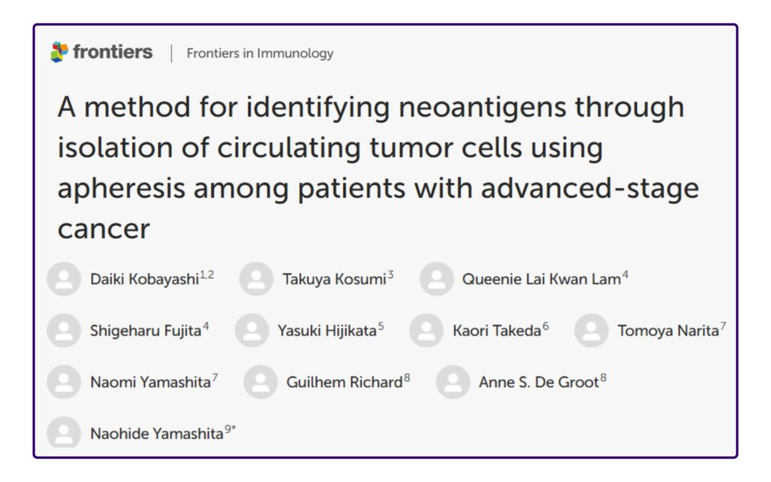 A method for identifying neoantigens through isolation of circulating tumor cells using apheresis among patients with advanced-stage cancer