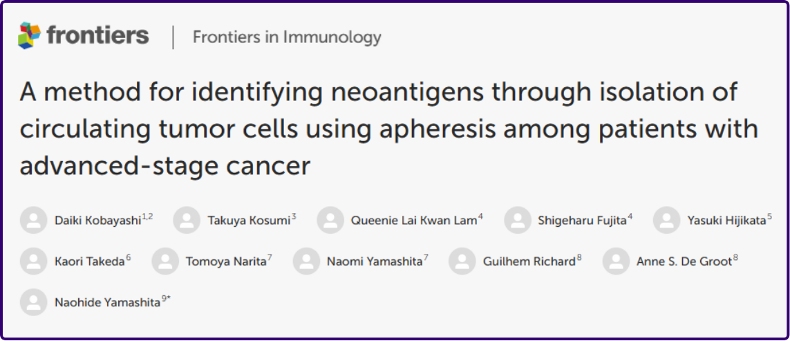 A method for identifying neoantigens through isolation of circulating tumor cells using apheresis among patients with advanced-stage cancer