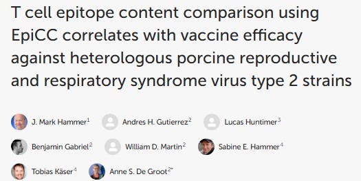 T cell epitope content comparison using EpiCC correlates with vaccine efficacy against heterologous porcine reproductive and respiratory syndrome virus type 2 strains